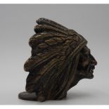 A CAR HOOD ORNAMENT IN THE FORM OF AN INDIAN CHIEF, 10 cm high