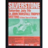 AN ORIGINAL SILVERSTONE POSTER FOR A 1948-1973 JUBILEE EVENT  St. John Horsfall Trophy Meeting,