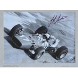 JOHN SURTEES, A SIGNED BLACK AND WHITE PHOTOGRAPH Annotated with ?John Surtees ? Ferrari, Grand Prix