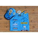 2006 RENAULT F1 TEAM SHIRT AND CAP SIGNED BY FERNANDO ALONSO AND OTHERS 2006 championship winning