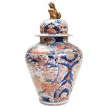 JAPANESE IMARI JAR AND COVER EDO PERIOD, 18TH CENTURY decorated in the typical palette with