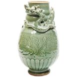 LARGE CELADON 'DRAGON' VASE QING DYNASTY, 18TH / 19TH CENTURY the neck applied with a large scaly