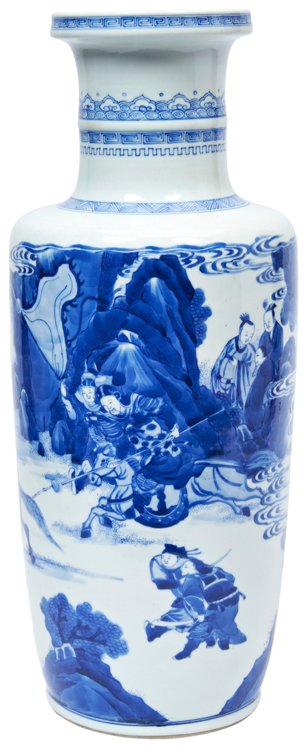 LARGE BLUE AND WHITE ROULEAU VASE KANGXI PERIOD (1662-1722) the sides finely painted in tones of - Image 2 of 2