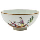 FAMILLE ROSE SGRAFFIATO BOWL DAOGUANG RED SEAL MARK, 20TH CENTURY the sides finely painted with