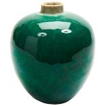 APPLE-GREEN CRACKLE-GLAZED JAR QING DYNASTY, 18TH CENTURY  the baluster sides covered in a crackle-