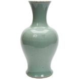 CELADON CRACKLE-GLAZED BALUSTER VASE QING DYNASTY, 19TH CENTURY the sides covered in a crackle