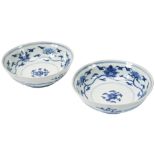 PAIR OF JAPANESE KO-IMARI BLUE AND WHITE DISHES EDO PERIOD, 18TH CENTURY painted in tones of