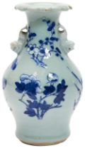 SMALL UNDERGLAZE-BLUE CELADON-GROUND VASE QING DYNASTY, 19TH CENTURY  decorated in tones of