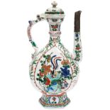 RARE PERSIAN MARKET FAMILLE VERTE WINE EWER AND COVER KANGXI PERIOD (1662-1722) the shaped