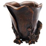 CARVED BAMBOO LIBATION CUP QING DYNASTY, 18TH / 19TH CENTURY of naturalistic carved form PROVENANCE: