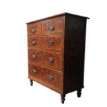 A 19TH CENTURY GRAIN PAINTED CHEST OF FIVE DRAWERS, two short drawers over three long graduated