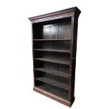 AN EDWARDIAN OAK LIBRARY BOOKCASE, circa 1910, with five adjustable shelves and tapered cornice, 206