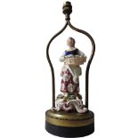 A TABLE LAMP MOUNTED WITH A 19TH CENTURY CONTINENTAL FIGURINE, the figurine of a flower seller