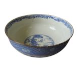 A CHINESE BLUE AND WHITE BOWL, 26 cm diameter