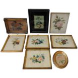 A SET OF FOUR VICTORIAN FRAMED WATERCOLOURS OF FLORAL SPRAYS and various other Victorian floral