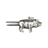 A VICTORIAN SILVER  NOVELTY PROPELLING PENCIL IN THE FORM OF A PIG, by Sampson Mordan & Co, circa