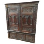 A 17TH CENTURY PRESS CUPBOARD, and later, from Exeter area, 183 x 152 x 60 cm