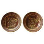 TWO THOMAS TOFT SLIPWARE REPRODUCTION DISHES, 50.5 cm diameter