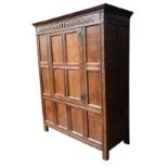 A 17TH CENTURY OAK PRESS CUPBOARD, circa 1680, 181 x 145 x 58 cm