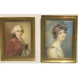 PAIR OF PORTRAIT MINIATURES 18 / 19TH CENTURY each finely painted depicting and inscribed verso '