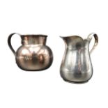 A SILVER MILK JUG AND SILVER CREAM JUG, the larger milk jug of compressed globular form with