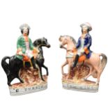 A VICTORIAN STAFFORDSHIRE FIGURE OF DICK TURPIN on his famous black horse and a 19th century
