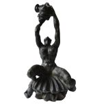 MARIA MORGAN-SNELL (1920-2007), WATER NYMPH ON A CLAM SHELL HOLDING A SHELL ALOFT, bronze, signed.