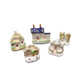 'STANFIELD HALL', A 19TH CENTURY VICTORIAN STAFFORDSHIRE MODEL and four  other small Staffordshire