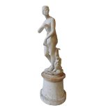 AN ALABSTER SCULPTURE OF THE MEDICI VENUS, AFTER THE ANTIQUE, 19th century, raised on an alabaster