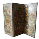 TWO LATE VICTORIAN THREE-SECTION FOLDING SCREENS, both covered in decoupage decoration, the
