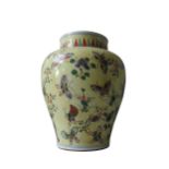 CHINESE YELLOW-GROUND '100-BUTTERFLIES' VASE the baluster sides decorated with brightly coloured