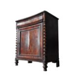 A FRENCH MAHOGANY BARLEY TWIST CURVED CABINET