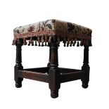 A 17TH CENTURY JOINED OAK STOOL