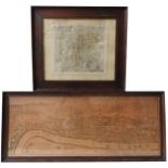 A MAP OF LONDON AND WESTMINSTER AND A MAP OF HAMPSHIRE, both in oak frames, the London map measuring