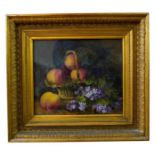 ENGLISH SCHOOL (19TH CENTURY) STILL LIFE OF A BASKET OF FRUIT  oil on canvas, monogrammed and