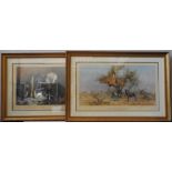 TWO SIGNED DAVID SHEPHERD COLOUR LITHOGRAPHS ' ZEBRA AND COLONY WEAVING' &  'SHAMPOO TIME',