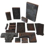 FOURTEEN ASSORTED VINTAGE PRINTING BLOCKS, early 20th century, chiefly relating to the Kelway's