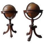 A PAIR OF NEWTON'S NEW & IMPROVED TERRESTRIAL & CELESTIAL GLOBES, circa 1867, both on mahogany