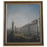 LARGE OIL ON CANVAS OF PALMYRA RUINS, unsigned, 104 x 89cm, with historic lot number and chalk