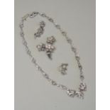 AN ART DECO STYLE SILVER PASTE SET NECKLACE. Marked sterling silver Weight 29gms Length 40cm.