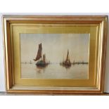 WALTER RUPERT STEVENS (1850-1894) WATERCOLOUR OF THAMES BARGES, signed in bottom right hand