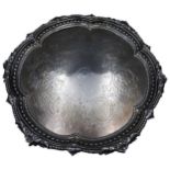 A VICTORIAN SILVER SALVER, by Martin, Hall & Co. Sheffield, 1859, of hexafoil form with gadrooned