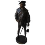 E. PICAULT (1833-1915) 'ESCHOLIER' BRONZE FIGURE, signed on base, 64 cm high