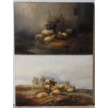 A PAIR OF LARGE VICTORIAN OIL ON CANVASES OF SHEEP, signed and dated 'A M M S , 86' in lower left