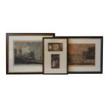 TWO 19TH CENTURY ENGRAVINGS OF CHRIST CHURCH COLLEGE & LITHOGRAPH OF FONTHILL ABBEY INTERIOR SCENES