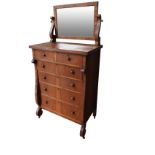 A 19TH CENTURY AMERICAN EMPIRE MAPLE CHEST OF SIX DRAWERS, two short drawers over four long drawers,