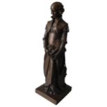 E.A AIZELIN (1821-1902) 'MARGUERITE' BRONZE FIGURE, with foundry mark 'A.Collas, Brevete', 70 cm