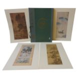 A FOLIO OF LITHOGRAPHS OF MING DYNASTY SCROLL PAINTINGS, from the Lok Tsai Hsien Collection of