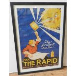 A FRAMED FRENCH ADVERTISING POSTER CIRCA 1900, 114 x 75 cm