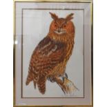DAVID KOSTER (1926-2014), 'EAGLE OWL', LITHOGRAPH, 68 x 89 cm